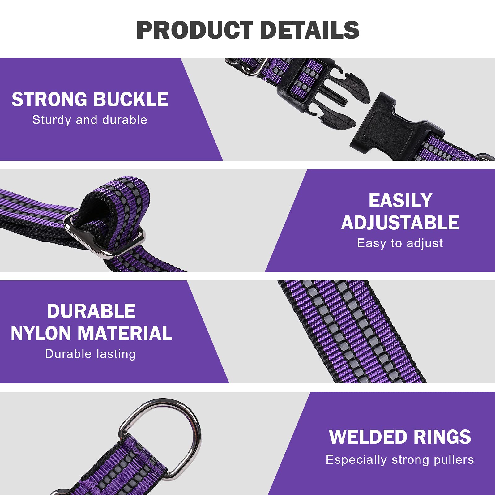 Hikiko Martingale Collar purple durable nylon with tough hardware.