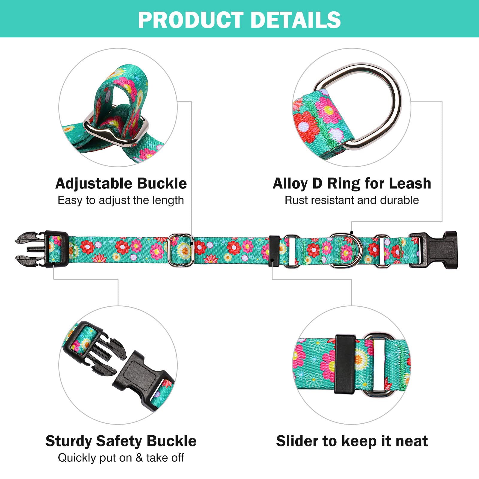 Hikiko martingale collar fit guide illustration shows proper sizing for secure wear