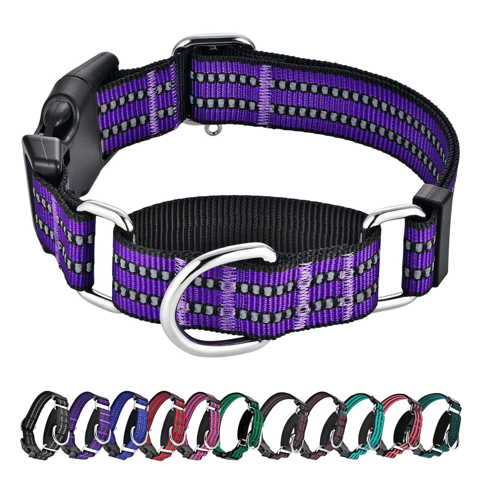 Hikiko Martingale collar close-up in purple shows durable nylon for daily wear