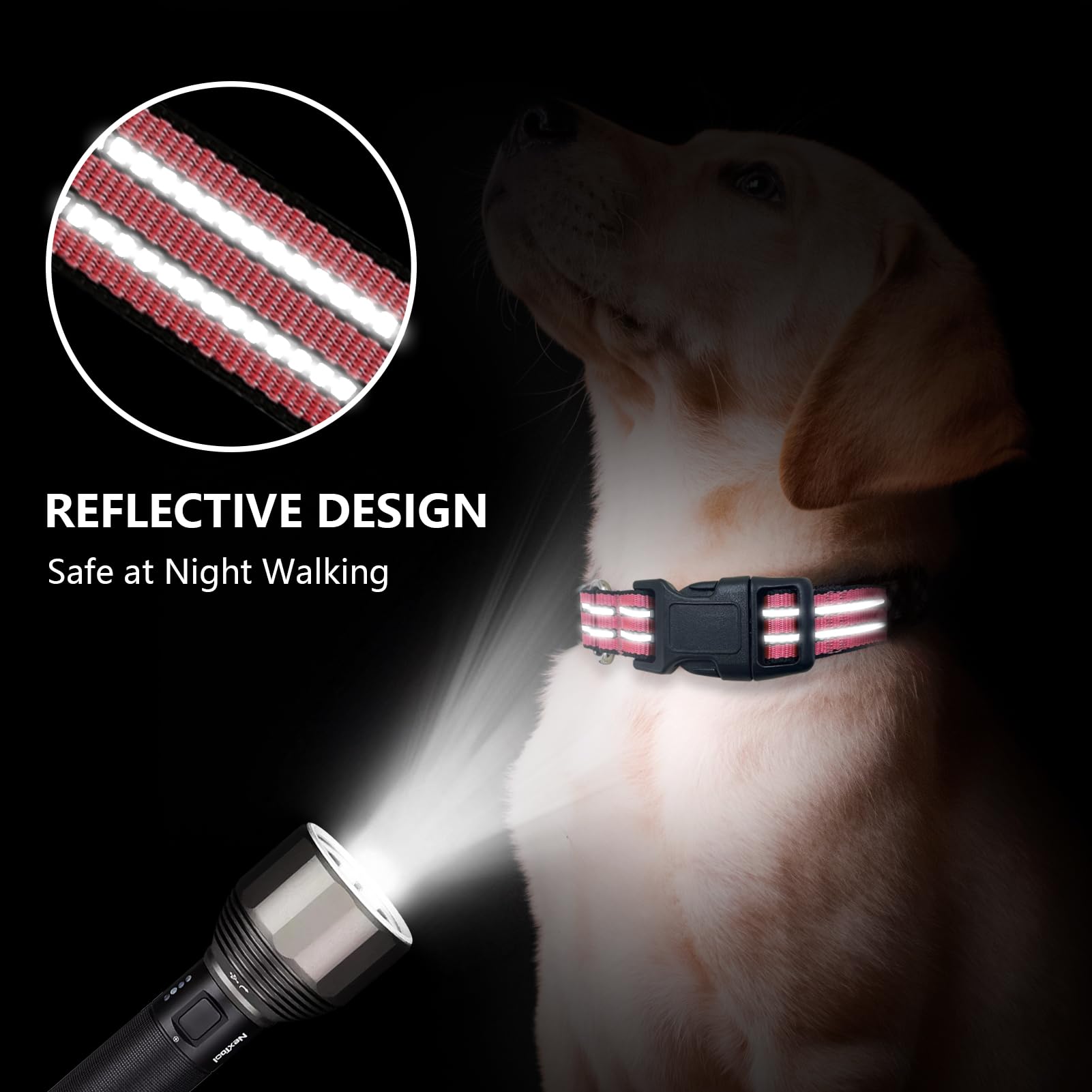 Hikiko Martingale Collar reflective strap for safer night walks