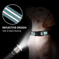 Hikiko Martingale collar reflective strap boosts nighttime visibility for safer walks.