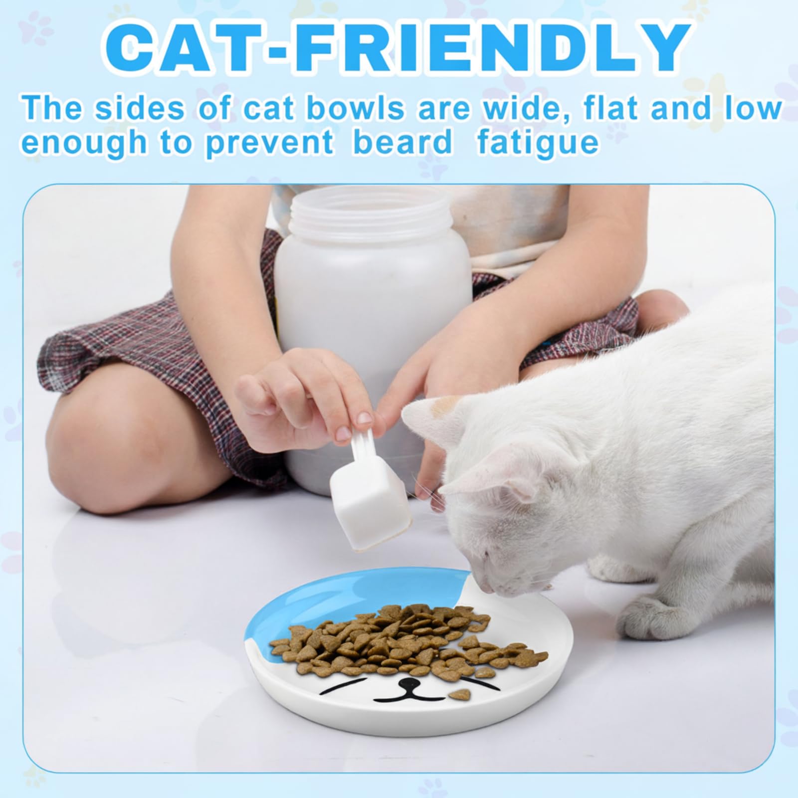 Hillban colorful ceramic cat bowls collection demonstrates color-coded options for multiple pets