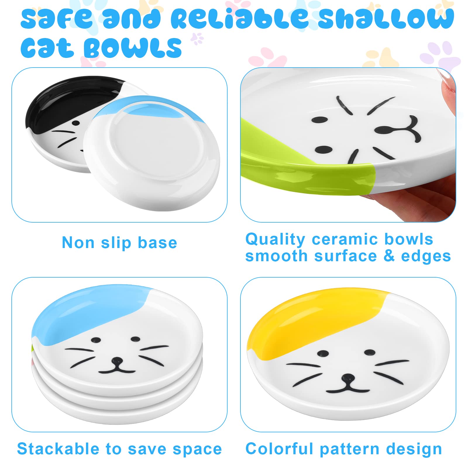 Hillban ceramic cat bowls dishwasher-safe closeup promotes effortless cleanup after meals