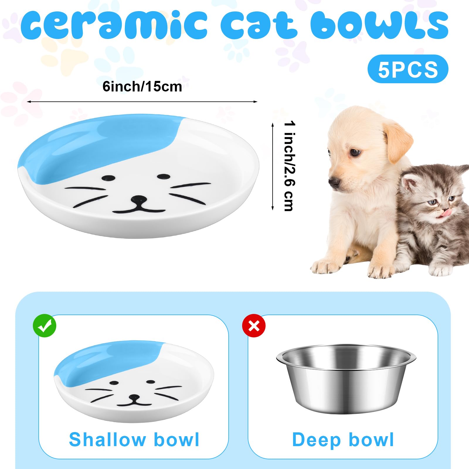 Hillban ceramic cat bowls flat-edge closeup emphasizes gentle touch and beard-friendly feeding