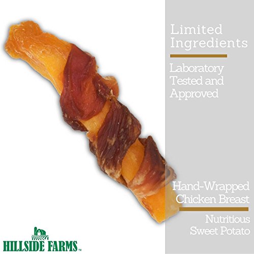Hillside Farms jerky twists served as a daily dog treat for rewards.