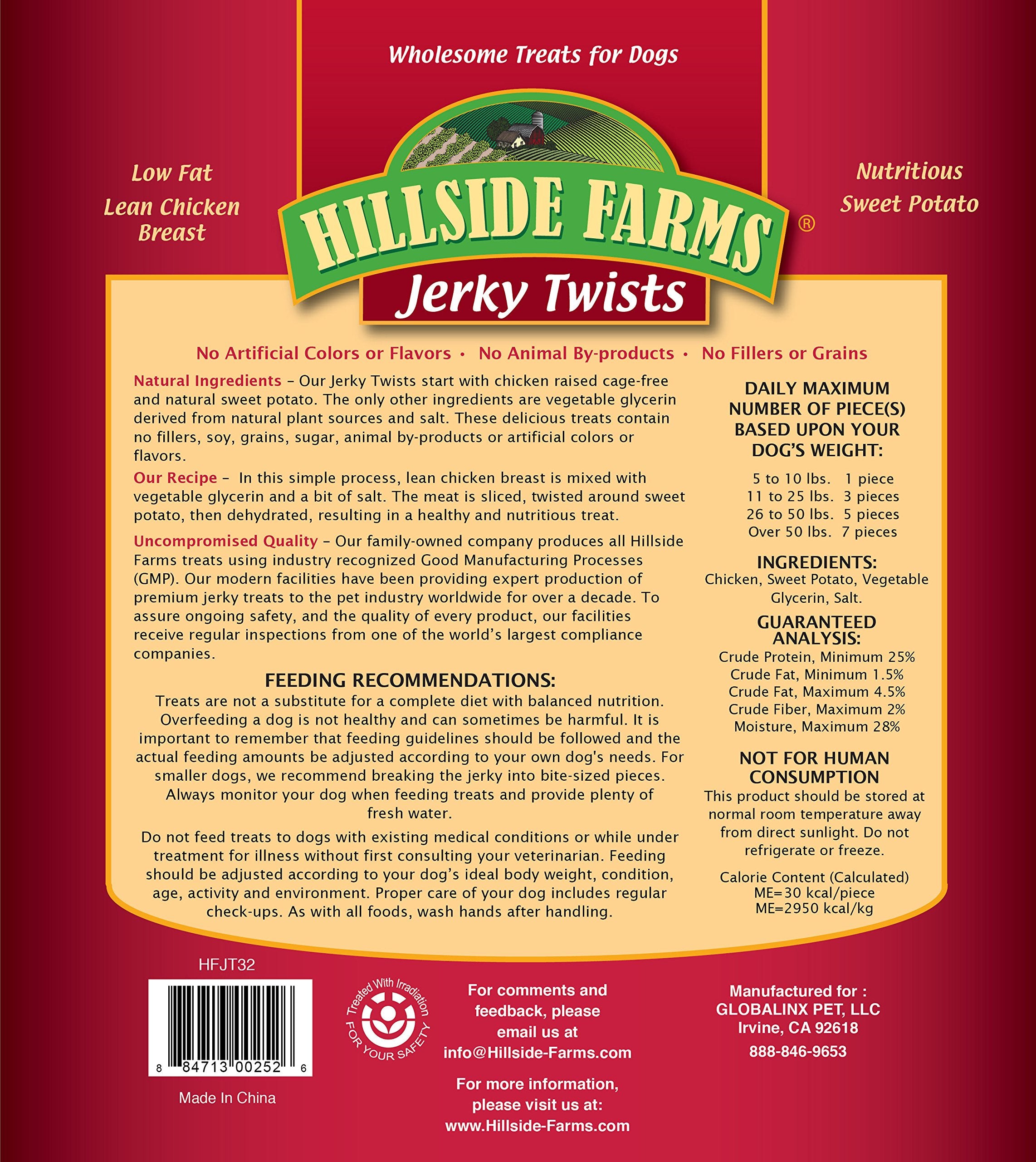 Hillside Farms ingredients label showing grain-free, simple recipe for dog treats.