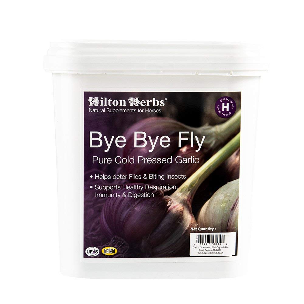 Hilton Herbs Bye Bye Fly Garlic Granules 4.4lb tub with scoop for daily horse feeding