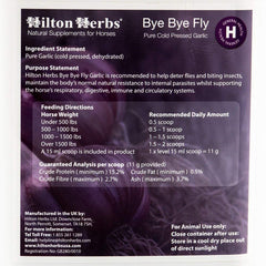 Hilton Herbs Bye Bye Fly Garlic Granules added to horse feed for daily dosing and routine use