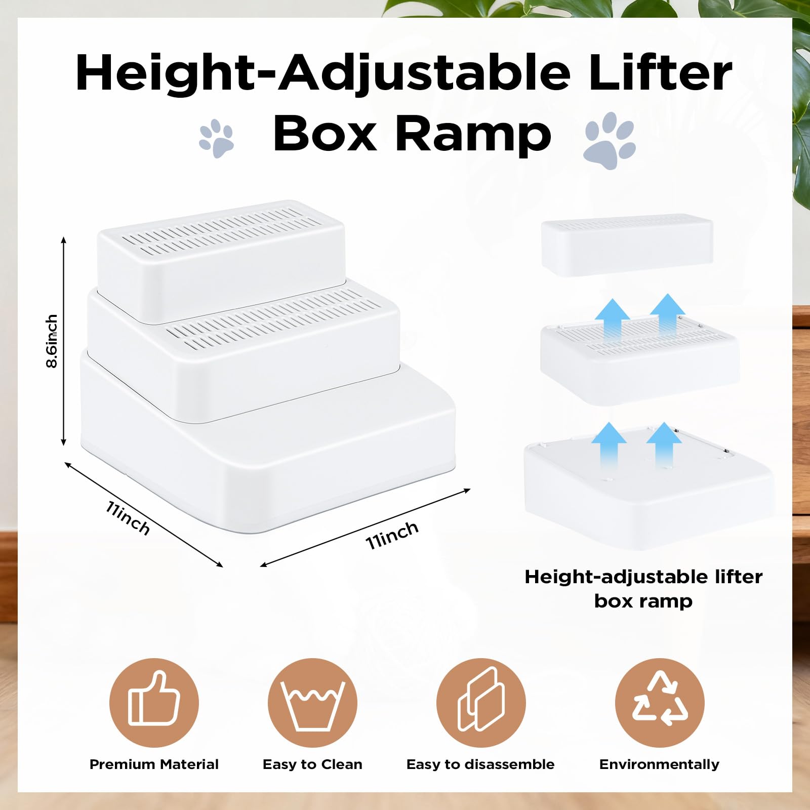 Himake adjustable cat ramp height-2tier-6-3in demonstrates versatility for kittens and seniors.