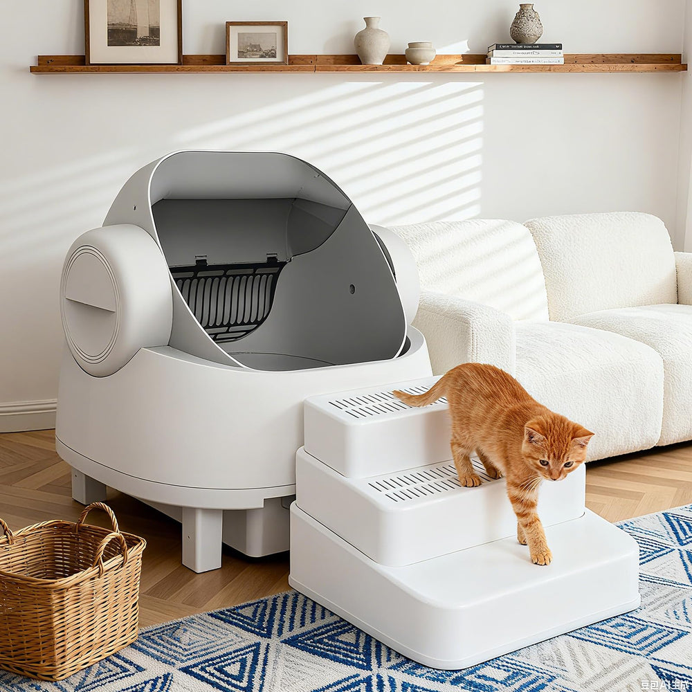 Himake adjustable cat ramp multi-functional-use demonstrates climbing to beds or sofas.