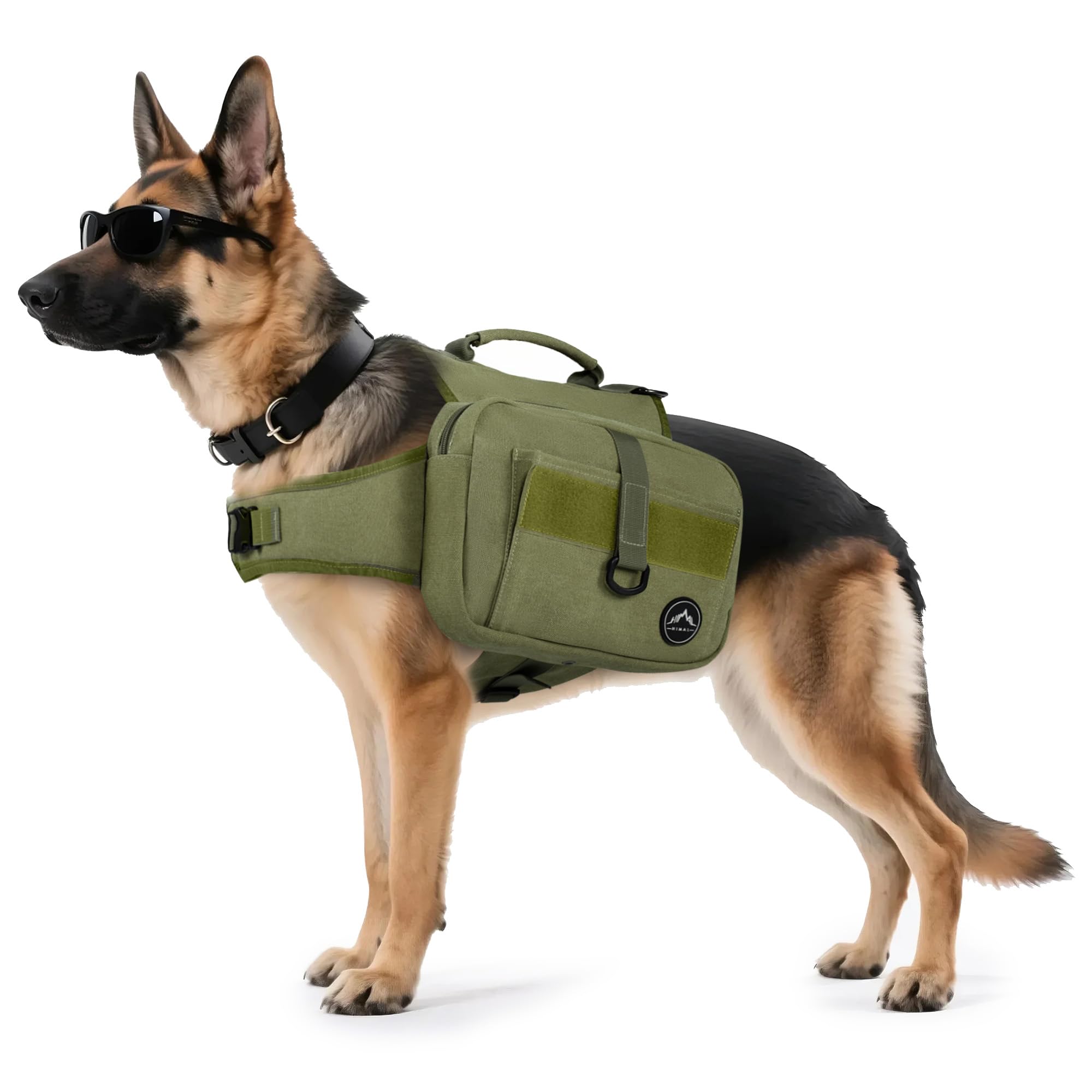 Himal Outdoors dog backpack shows breathable nylon fabric for long hikes.