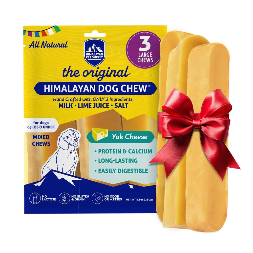 Himalayan Dog Chew Original pack front shows long-lasting yak cheese chew for dogs.