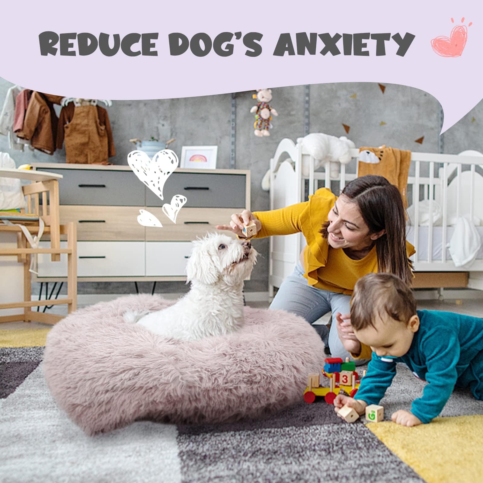 Himax donut bed available sizes image clarifies options for small, medium, and large dogs.
