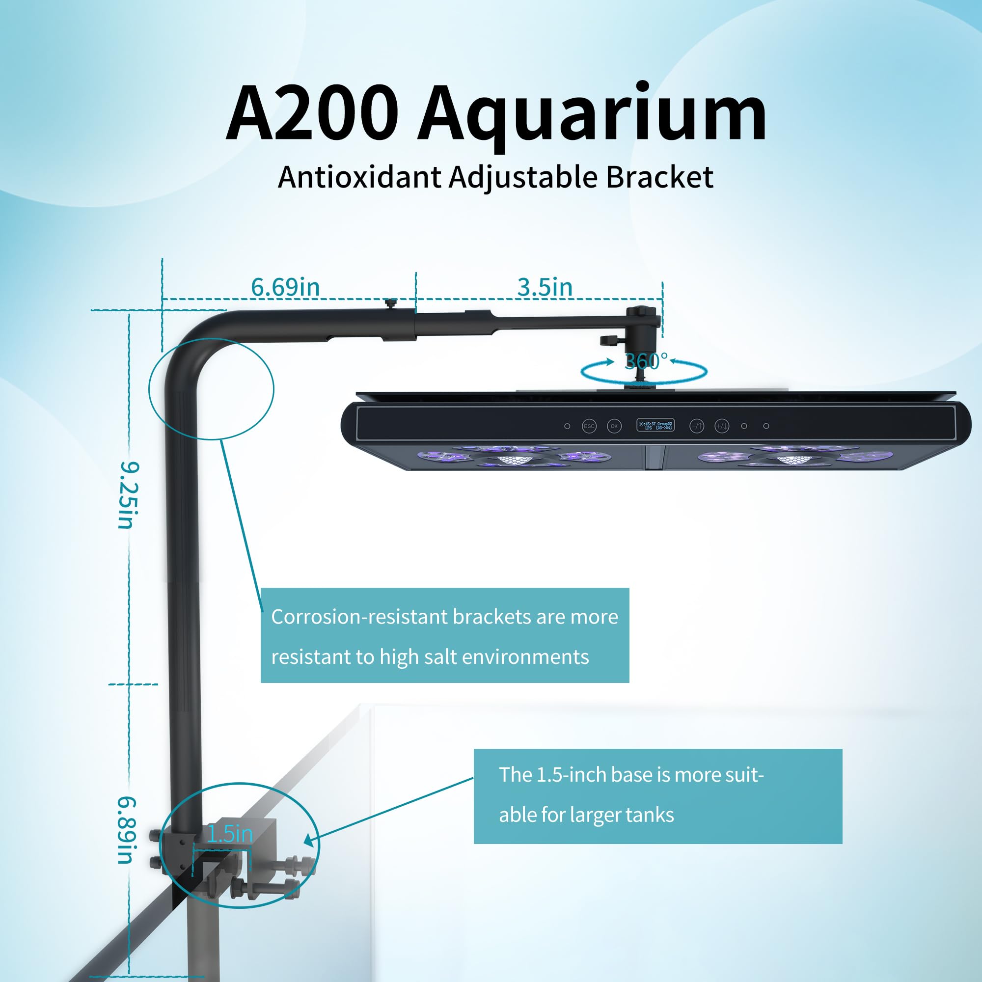 Hipargero A200 LED reef light cooling fans keep tank lighting steady.