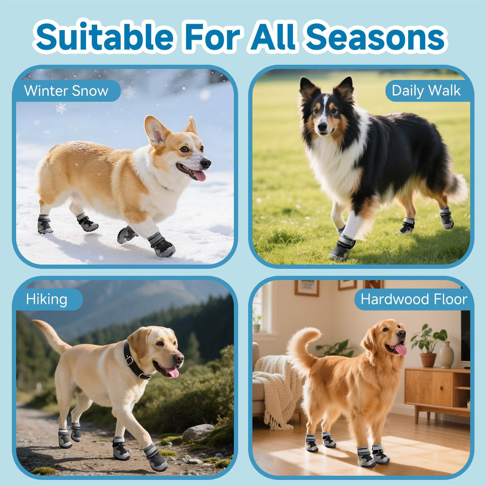 Hipaw dog booties indoor wood floor protection demonstrate paw coverage on hardwood floors