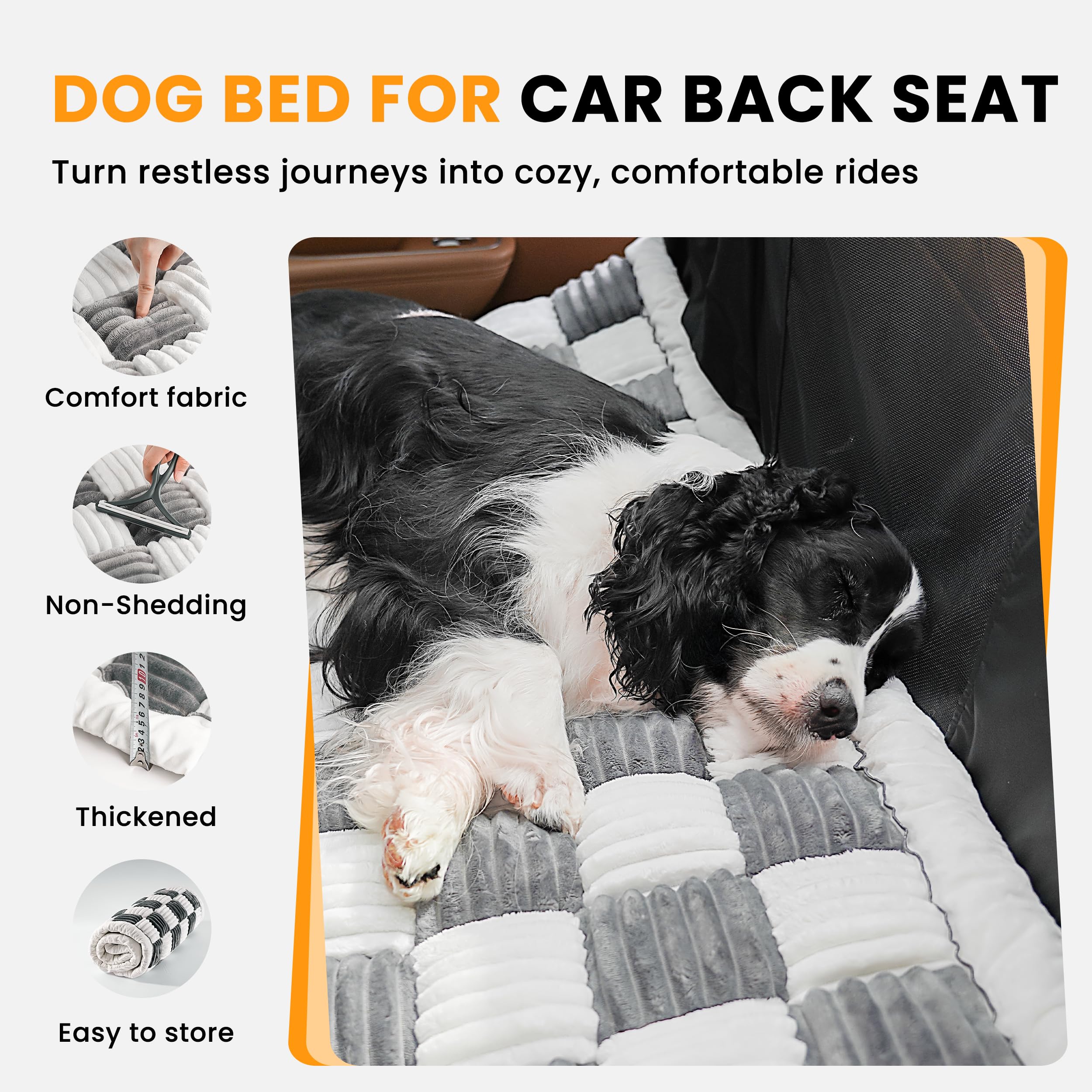 hipetpy backseat dog bed mat anti-slip backing keeps the seat in place during curves