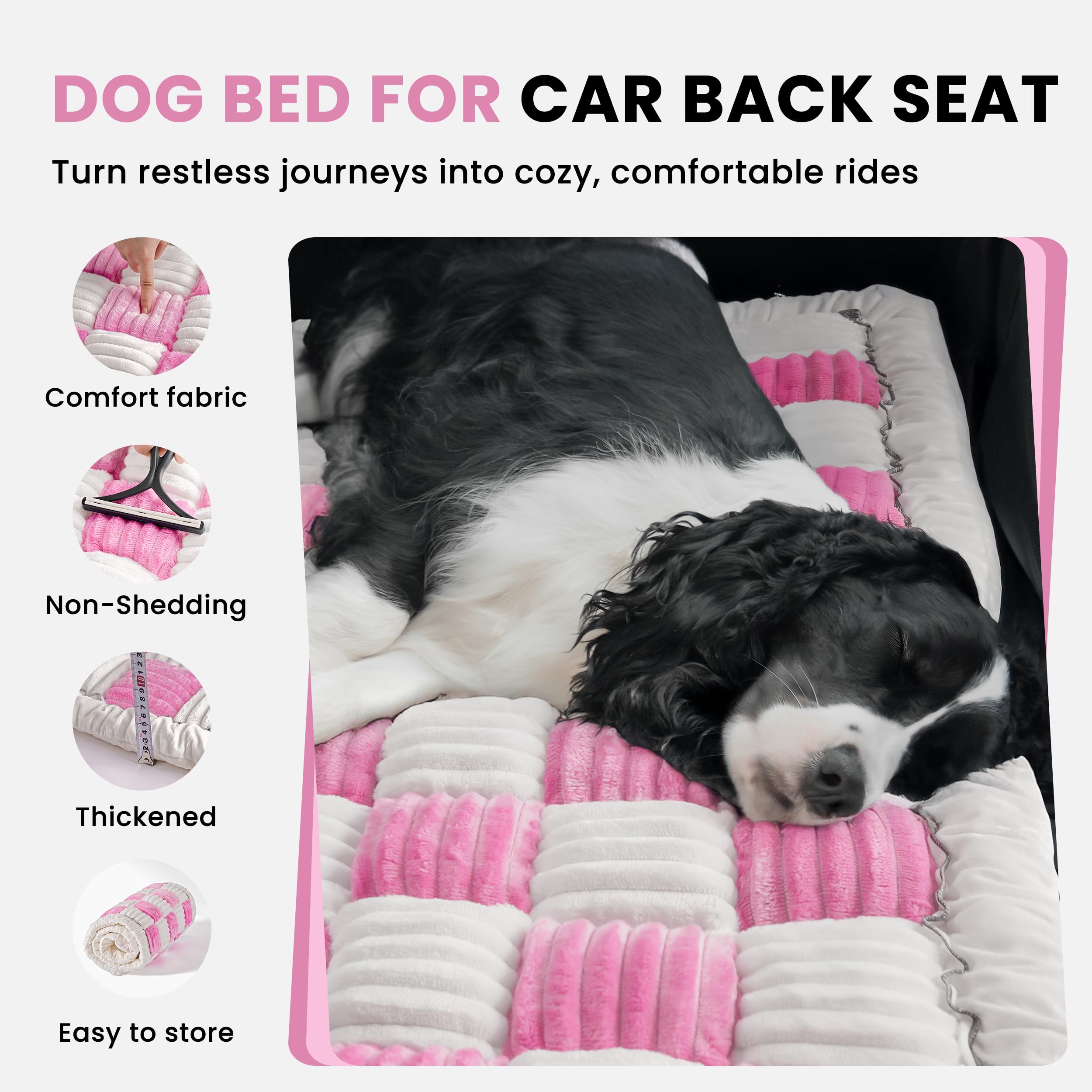 HiPetpy backseat dog bed mat with non-slip silicone bottom keeps mat in place during drives