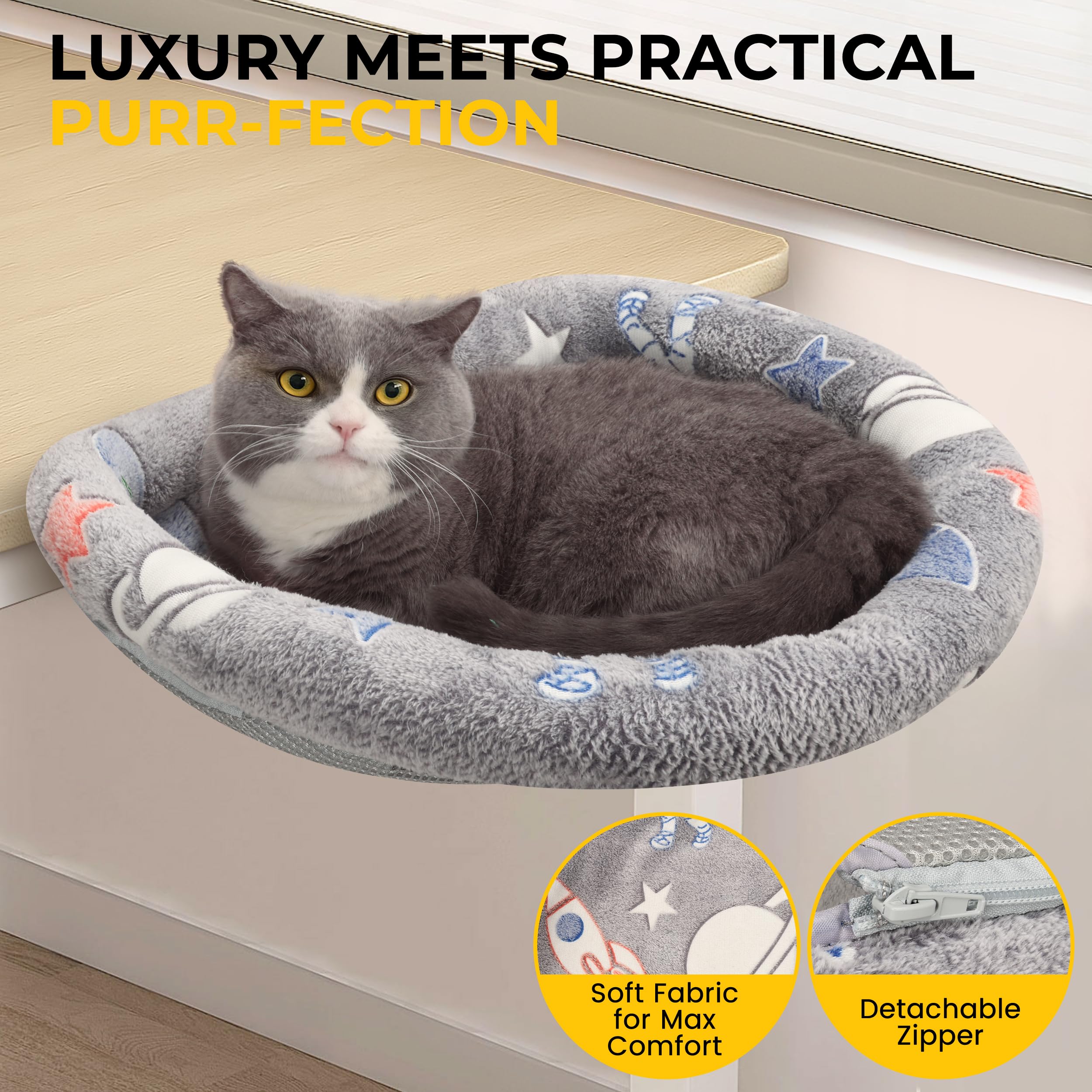 HiPetpy Cat Desk Bed heavy-duty frame provides stable support up to 40 lbs.
