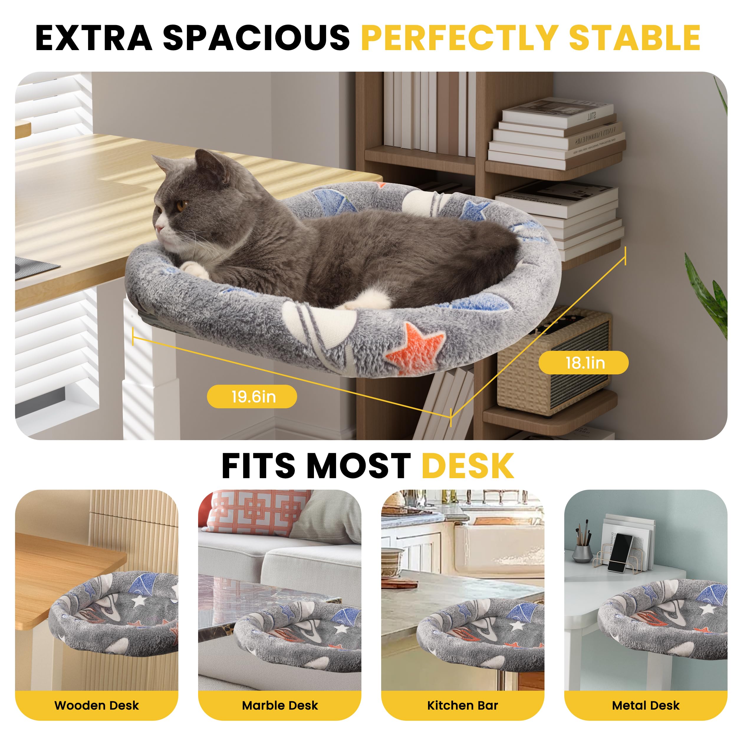 HiPetpy Cat Desk Bed ideal for office or game table setups.