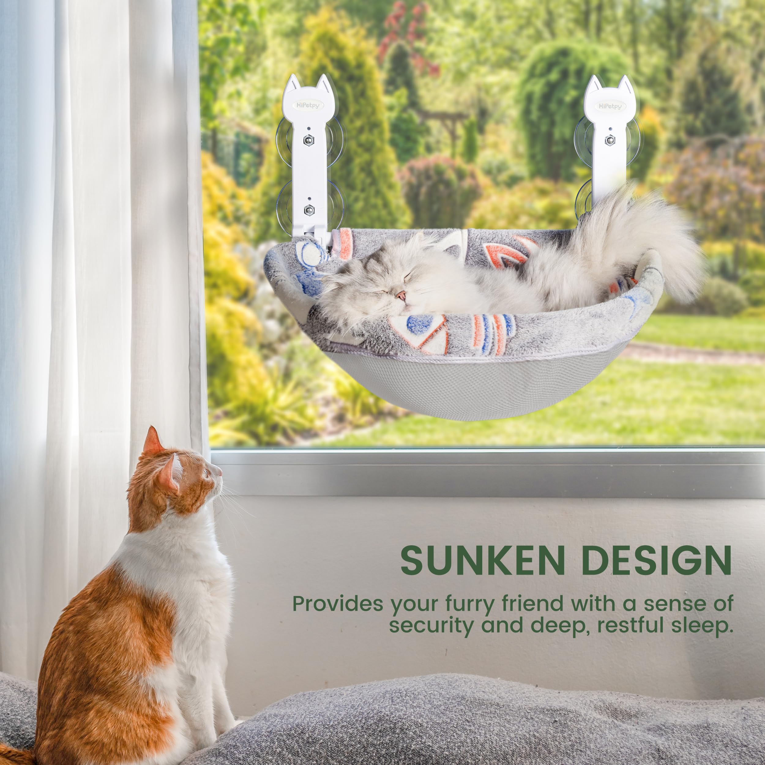 HiPetpy Cat Window Perch foldable-design saves space and keeps curtains clear