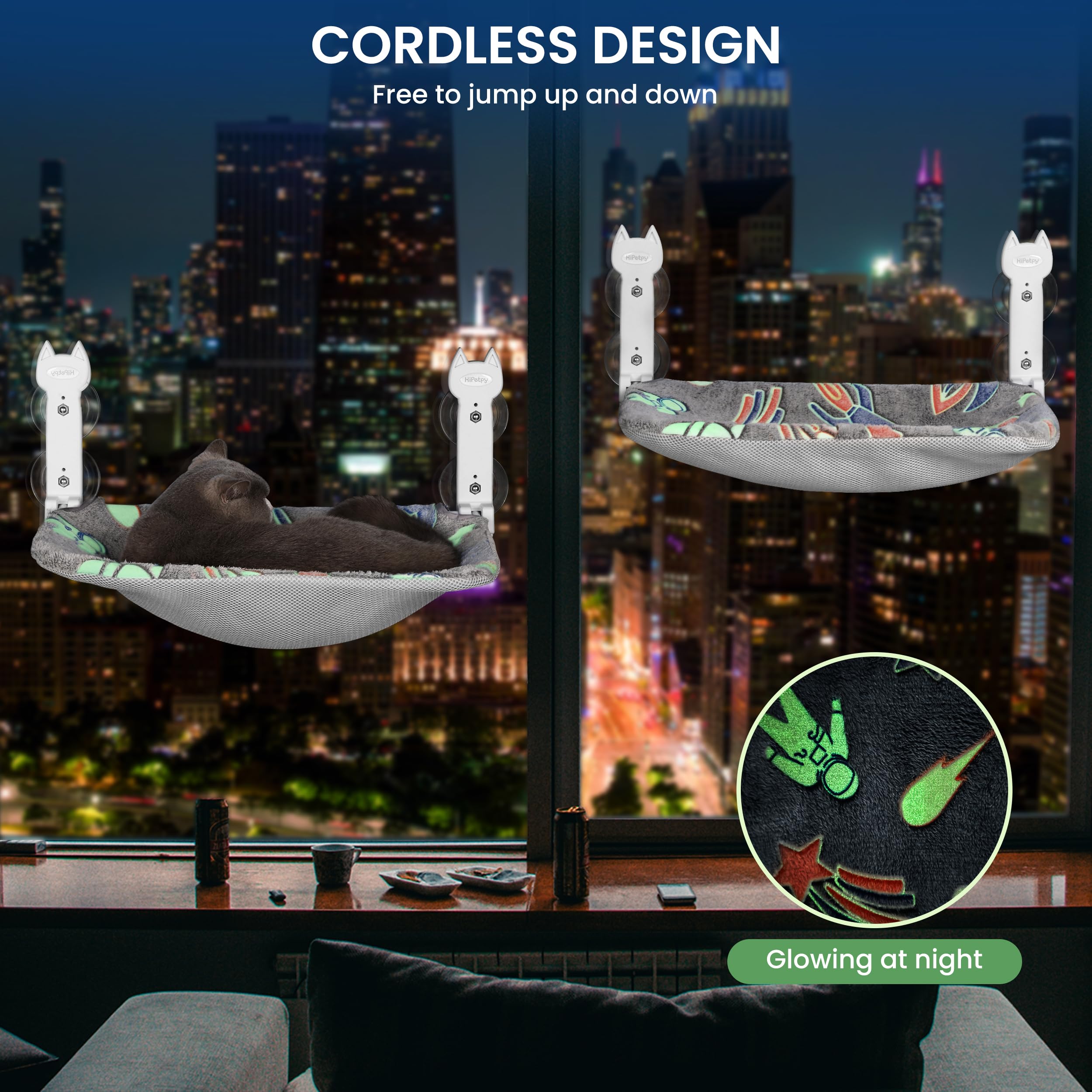HiPetpy foldable-design perch lowers easily for naps and outdoor views
