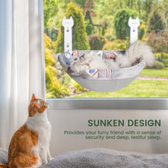 HiPetpy Cat Window Perch foldable-design saves space and keeps curtains clear