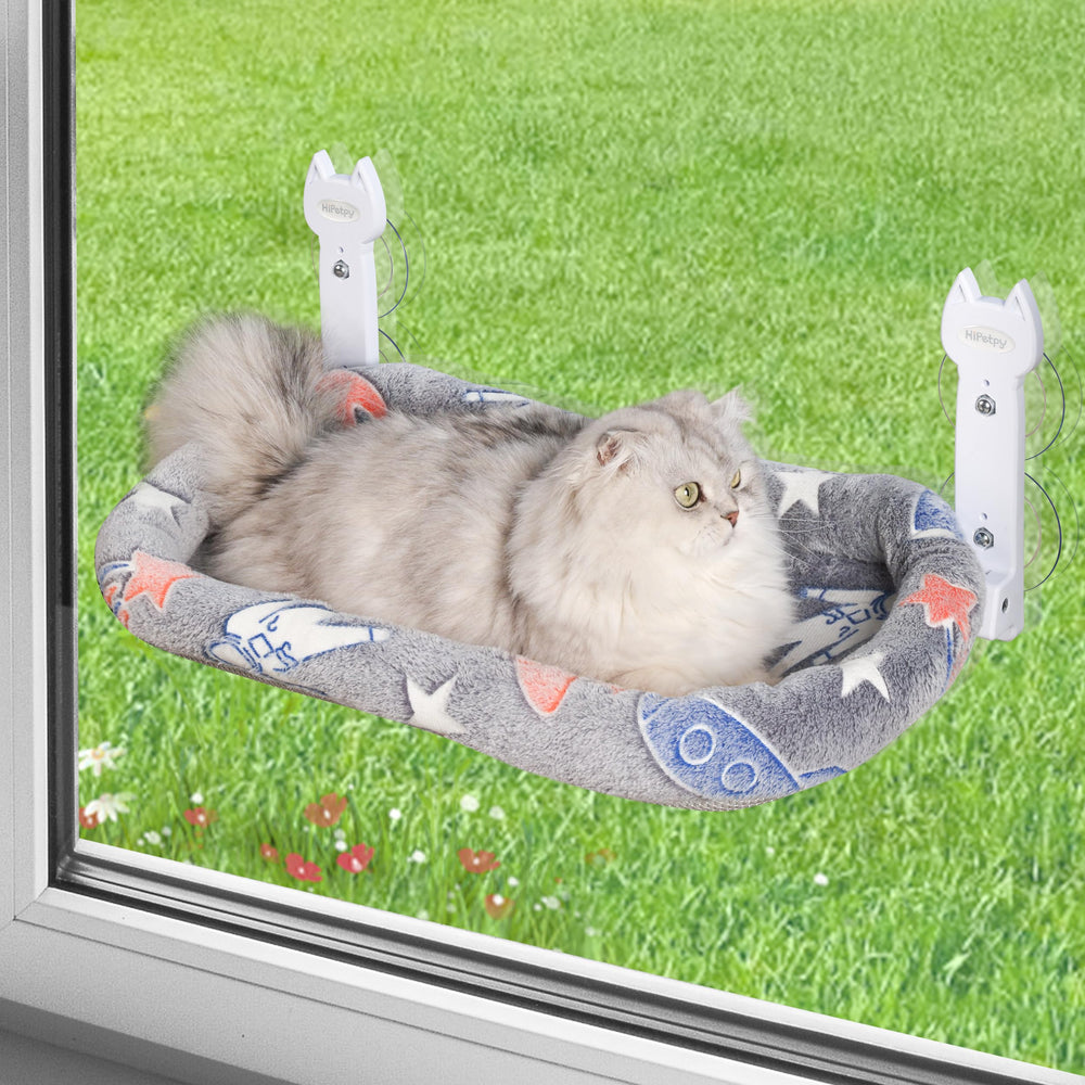 HiPetpy cat window perch folded-hammock for space-saving setup