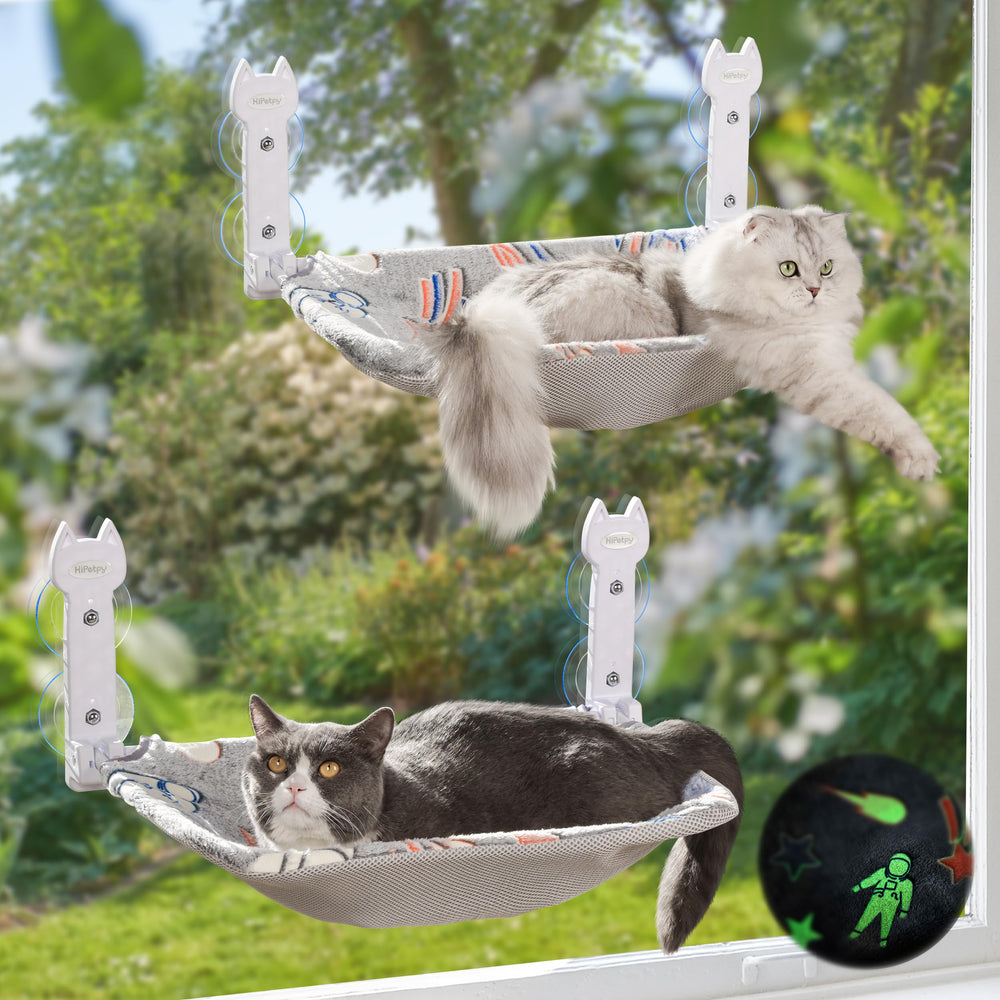 HiPetpy cat window perch glow astronaut pattern provides cozy winter lounging