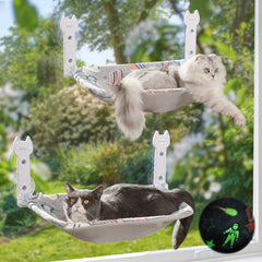 HiPetpy cat window perch glow astronaut pattern provides cozy winter lounging