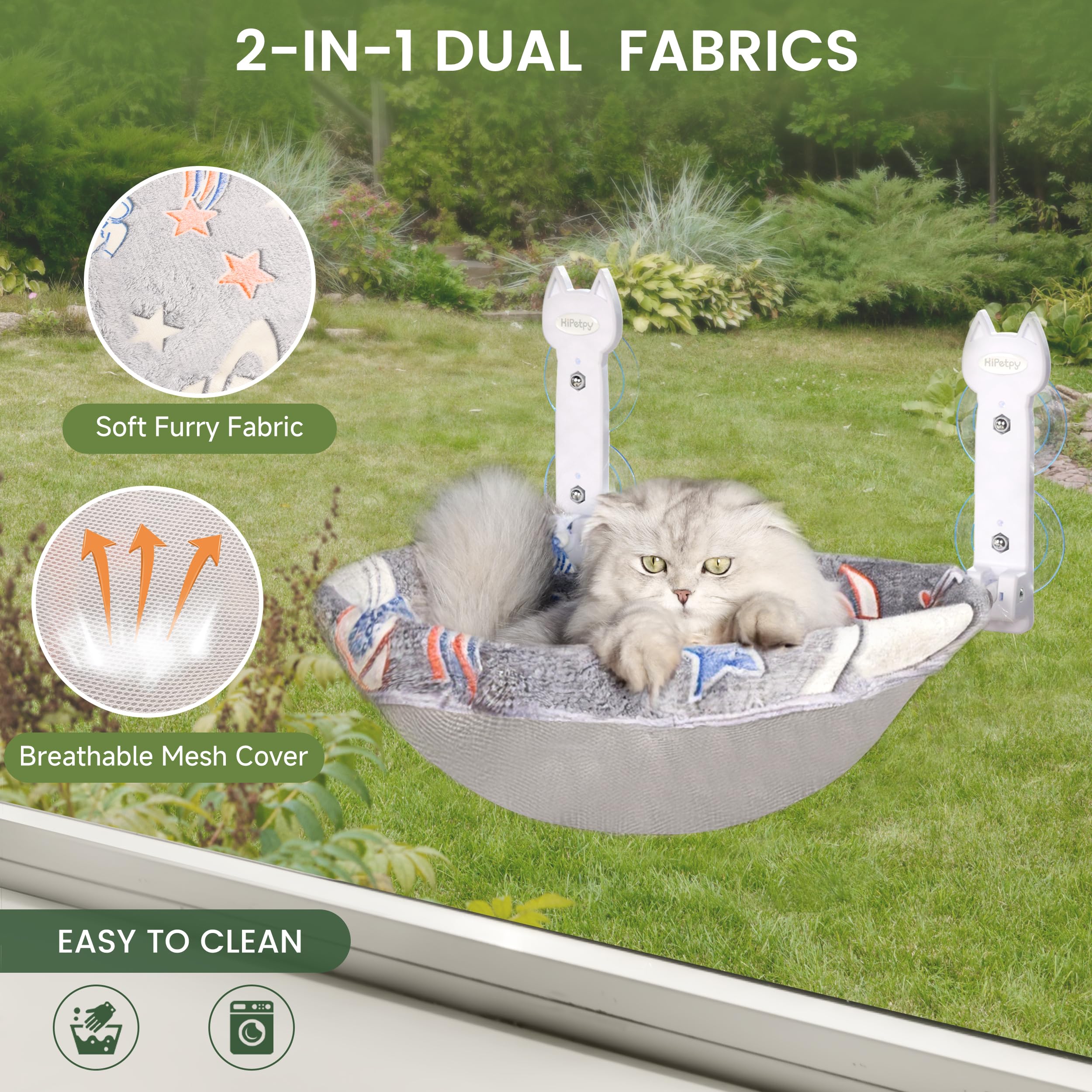 HiPetpy Cat Window Perch glow-in-the-dark surface for night visibility and comfort
