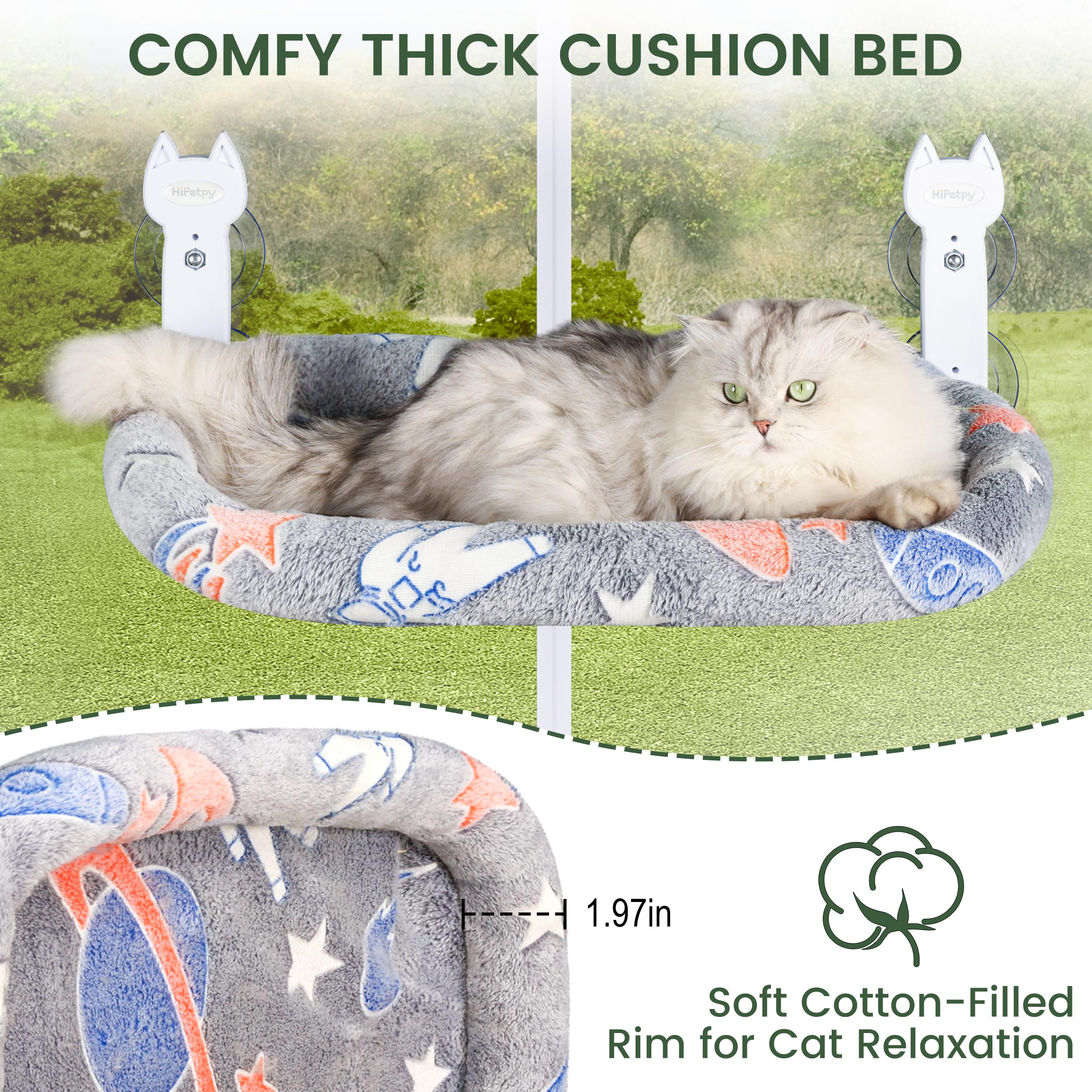 HiPetpy cat window perch suction cups for tool-free installation