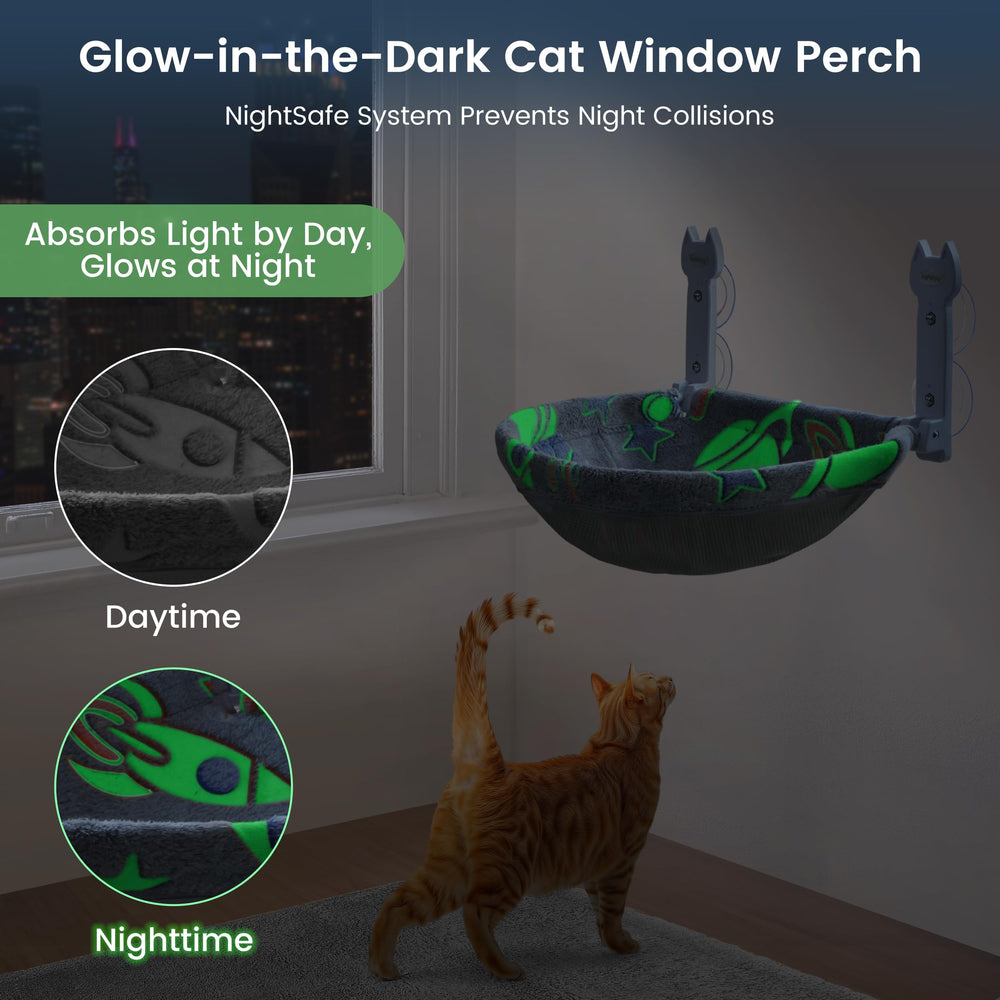 HiPetpy Cat Window Perch sunken-design offers curled sleeping comfort