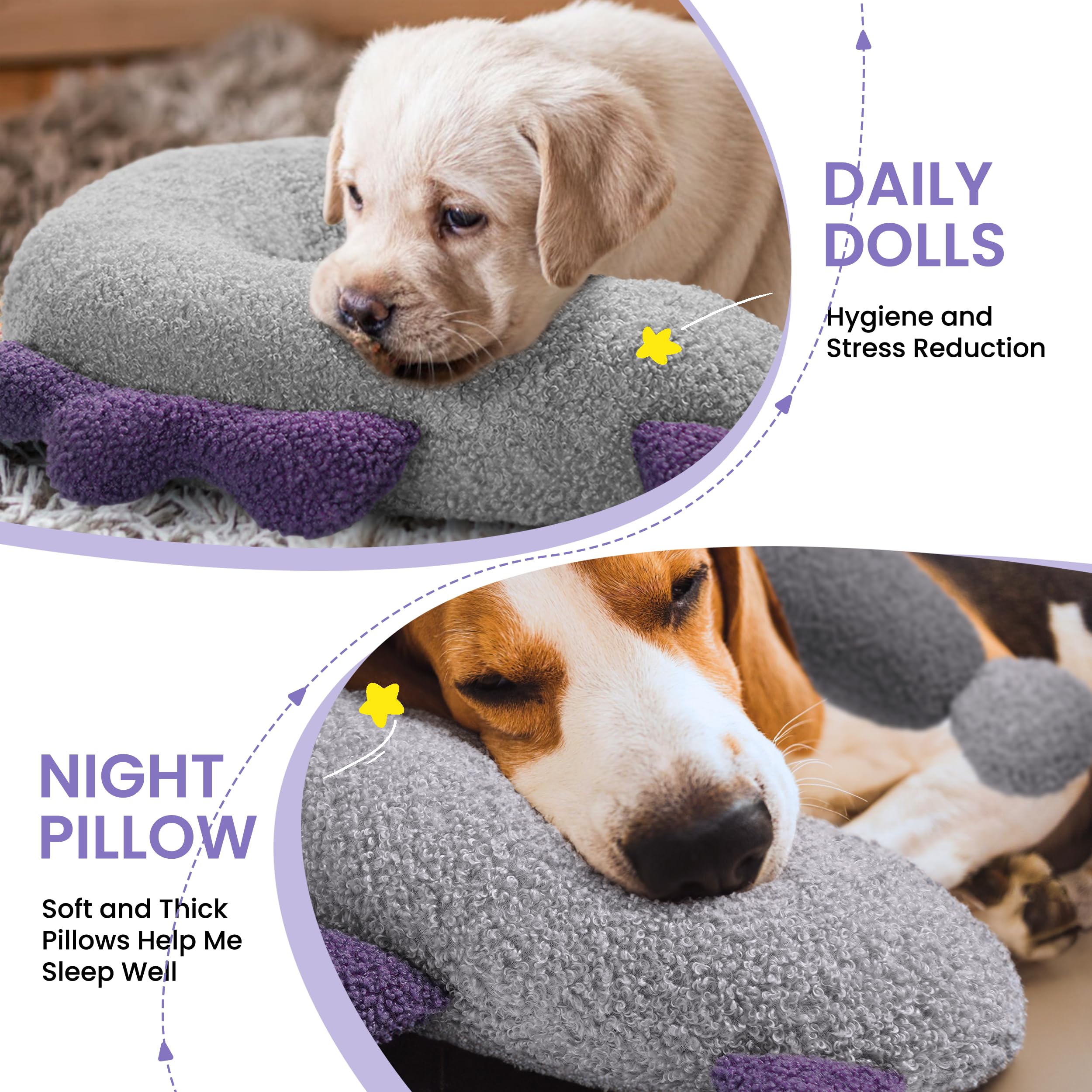 HiPetpy dog calming pillow for-large-dogs delivers firm yet gentle neck support.