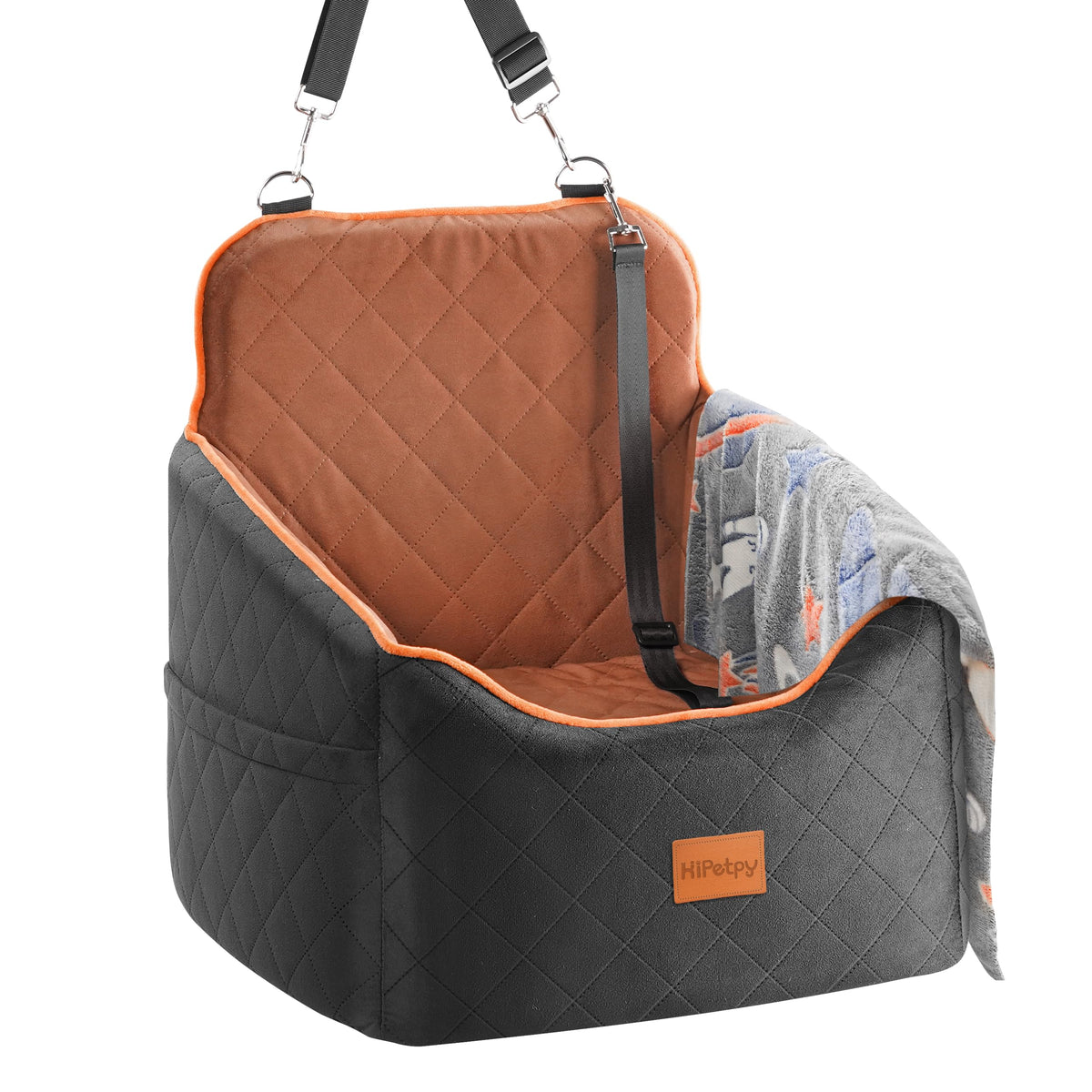 HiPetpy elevated-view dog car seat offers enhanced visibility and comfort.