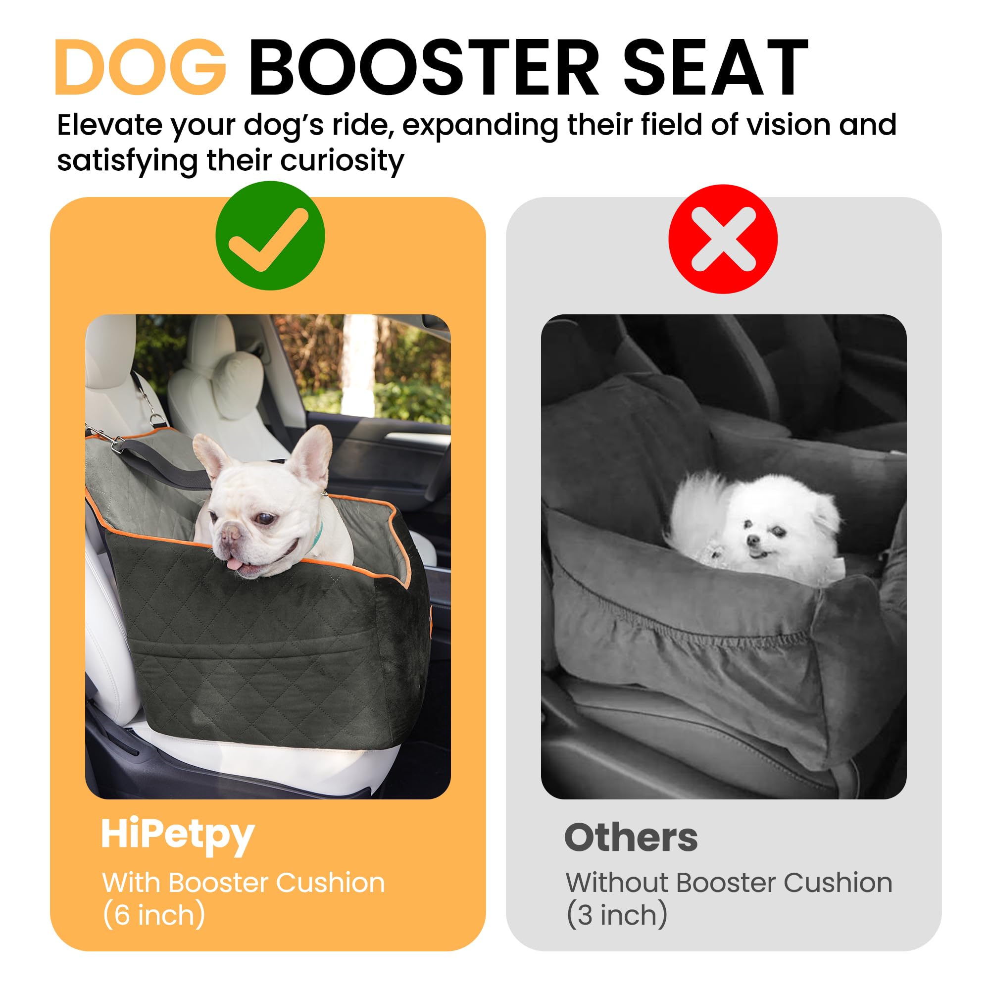 HiPetpy small dog car seat fits dogs under 30lb in most cars.