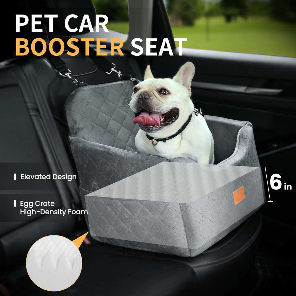 HiPetpy memory foam booster provides plush comfort on long trips.
