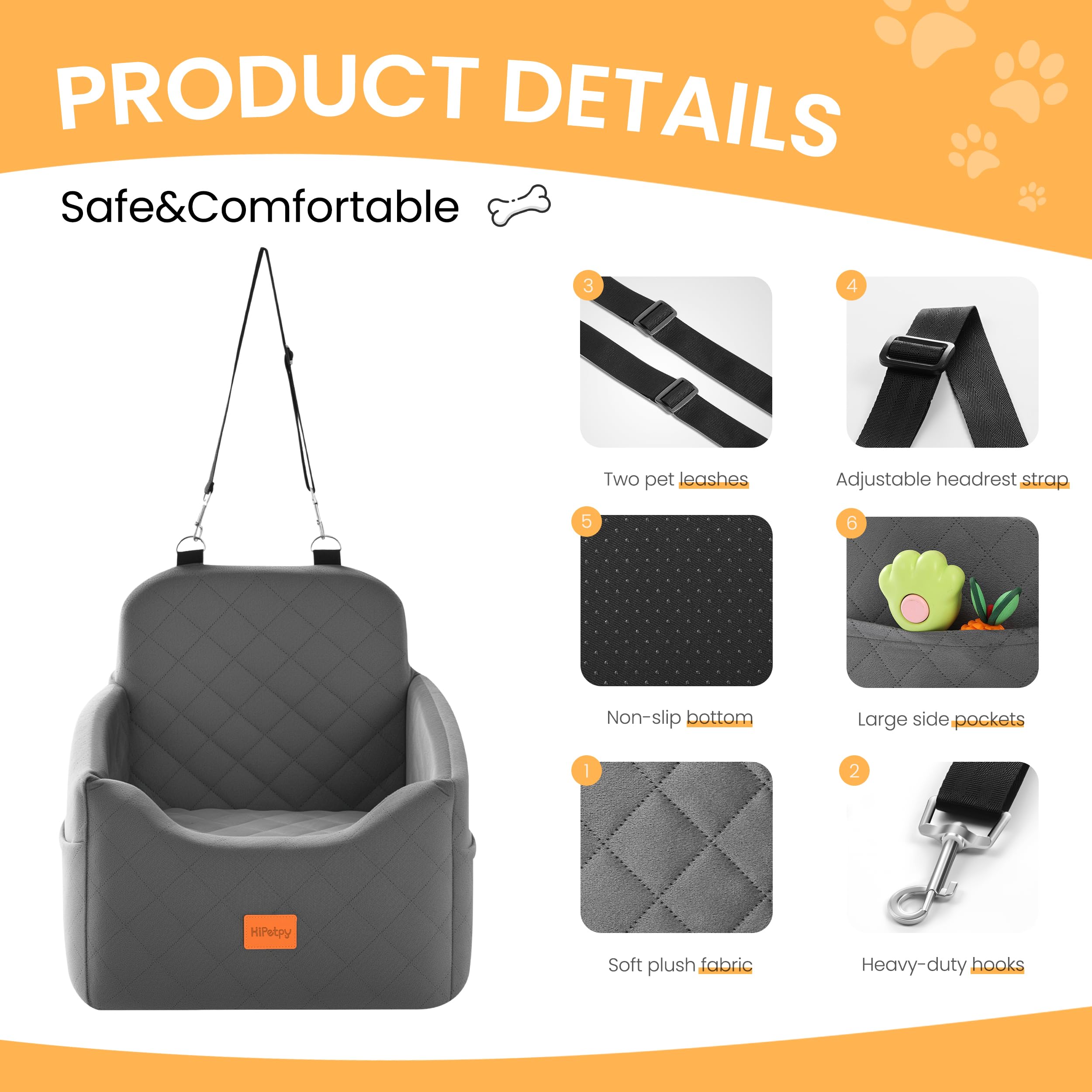 HiPetpy safety leash and non-slip base keep your dog secure while driving.
