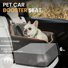 HiPetpy dog car seat shows adjustable safety leash for secure travel.