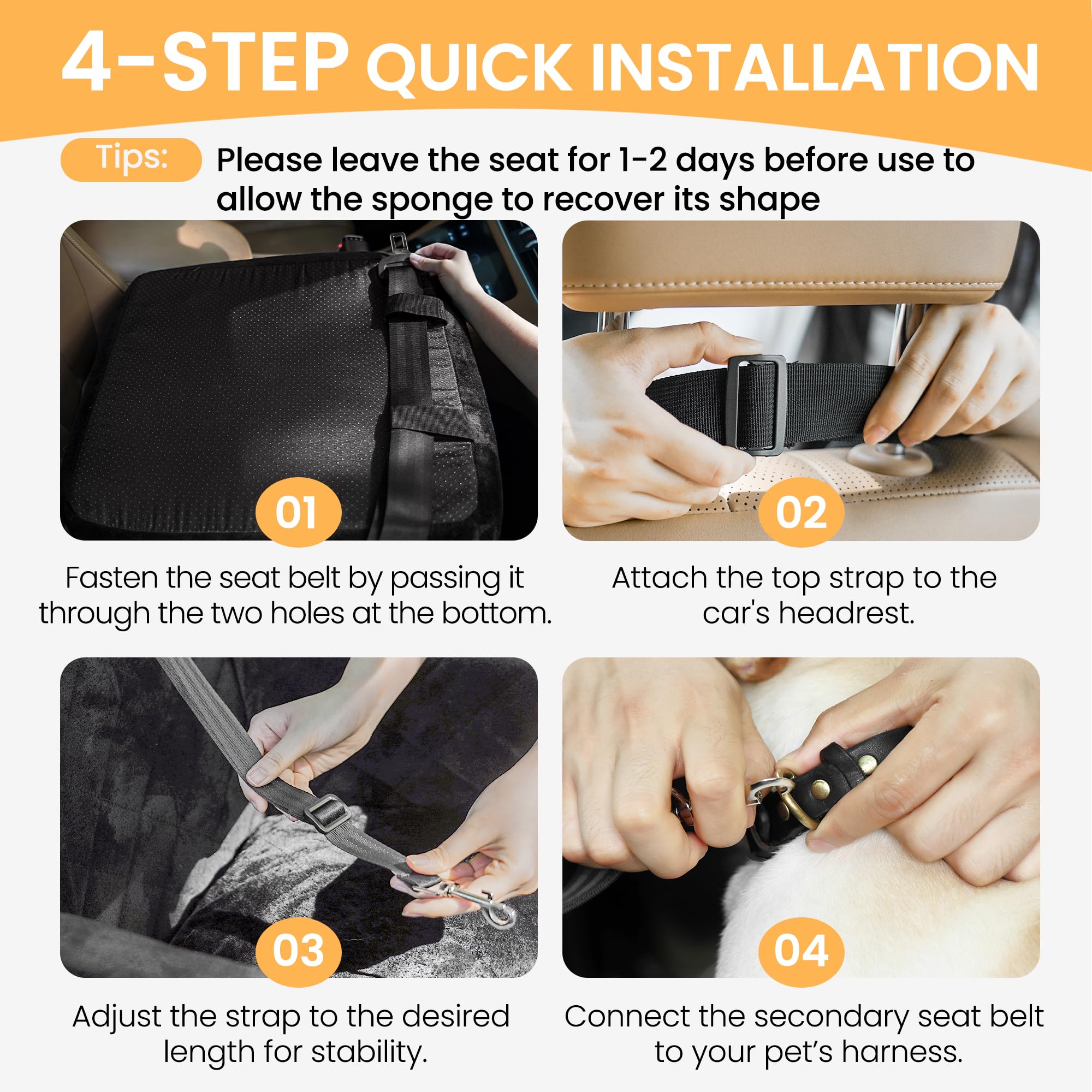 HiPetpy dog car seat vacuum-packed design regains shape after unpacking.