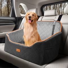 HiPetpy dog car seat with washable mat offers plush comfort on car trips.