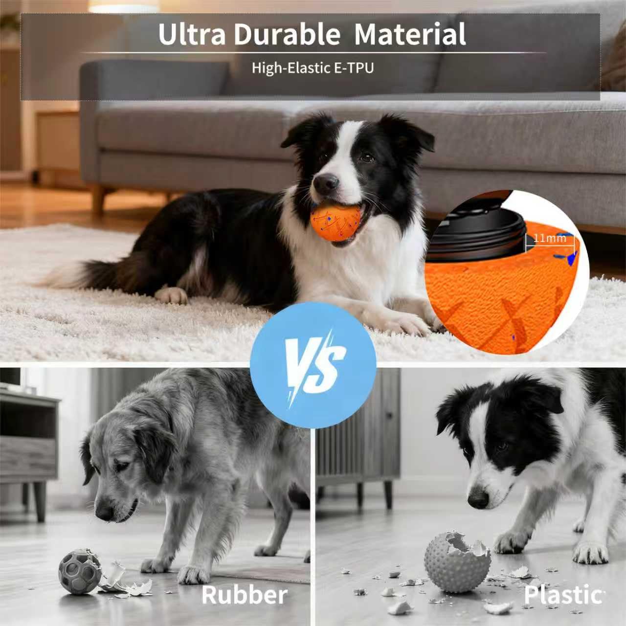 Hipibbo USB-C charging compatible ball provides quick power for longer fetch sessions.