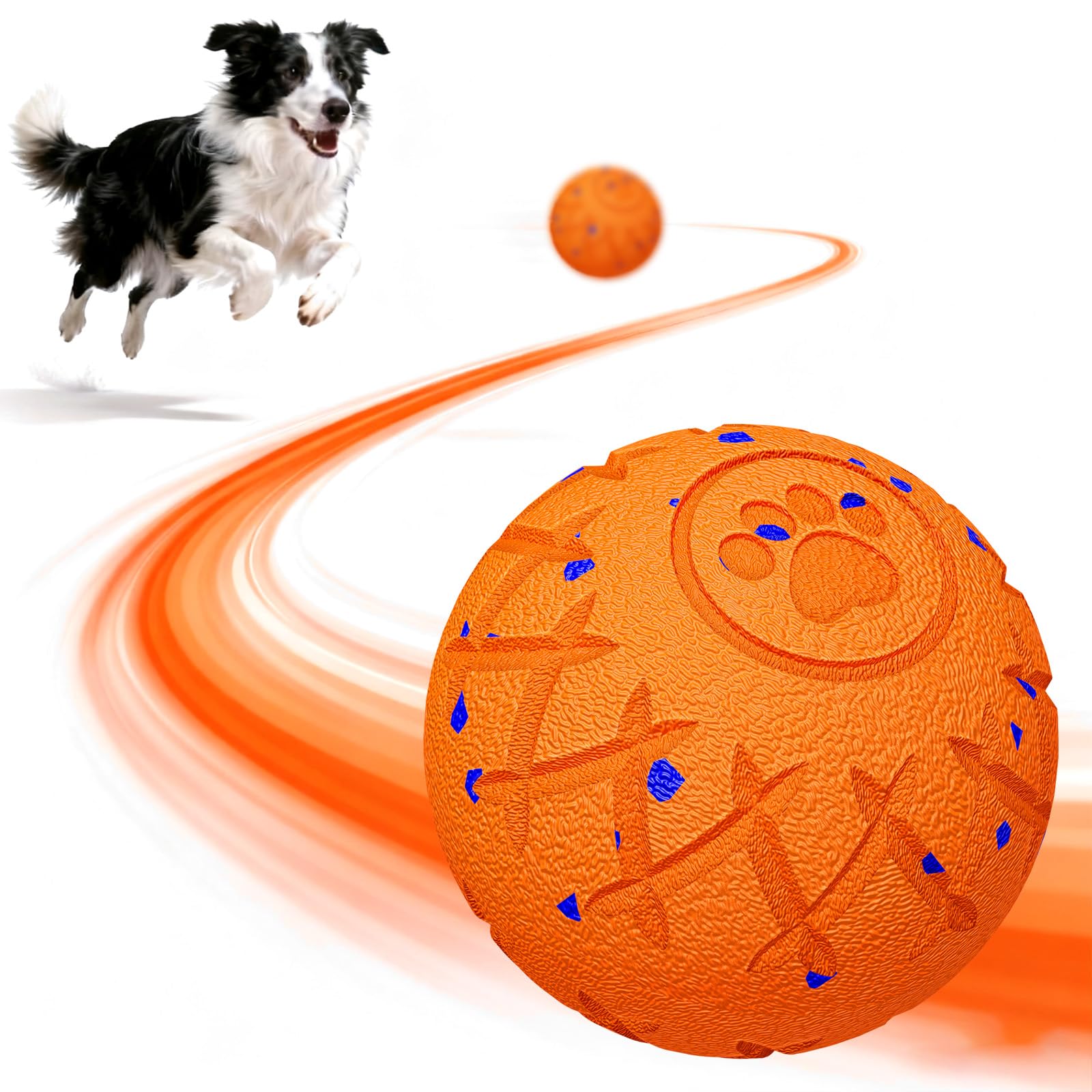Hipibbo interactive dog ball in action with bouncing motion for active play.