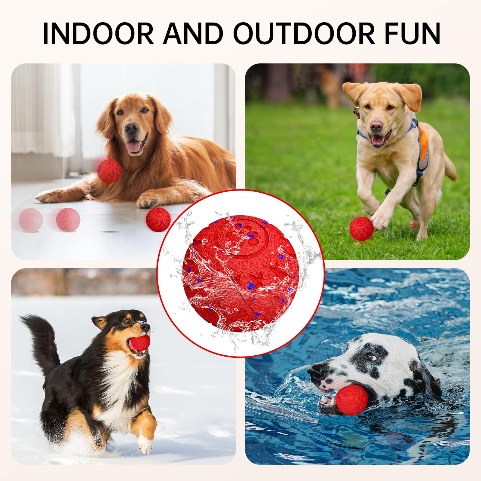 hipibbo interactive dog ball diameter 3-15in fits medium to large dogs.
