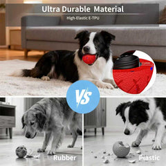 hipibbo interactive dog ball e-tpu material emphasizes durability for chewing and training.