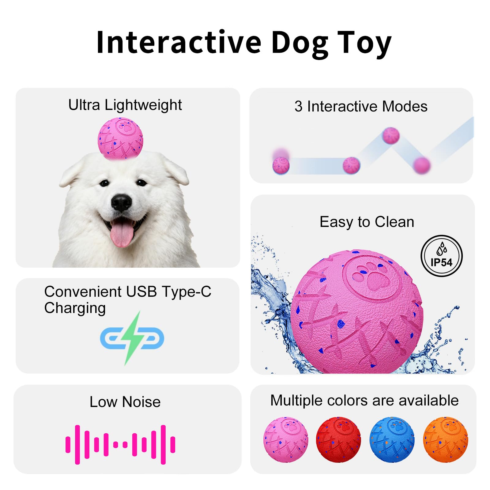 Hipibbo interactive dog ball pink side action keeps dogs entertained during outdoor play