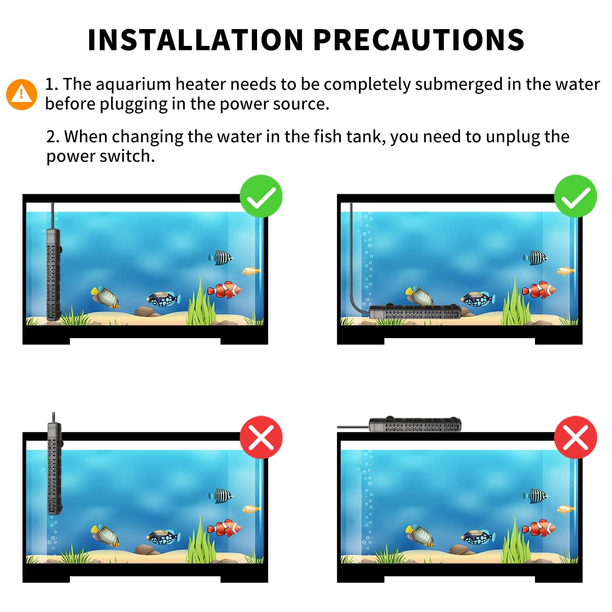 HiTauing heater with strong ABS shell protects fish and users from heat exposure