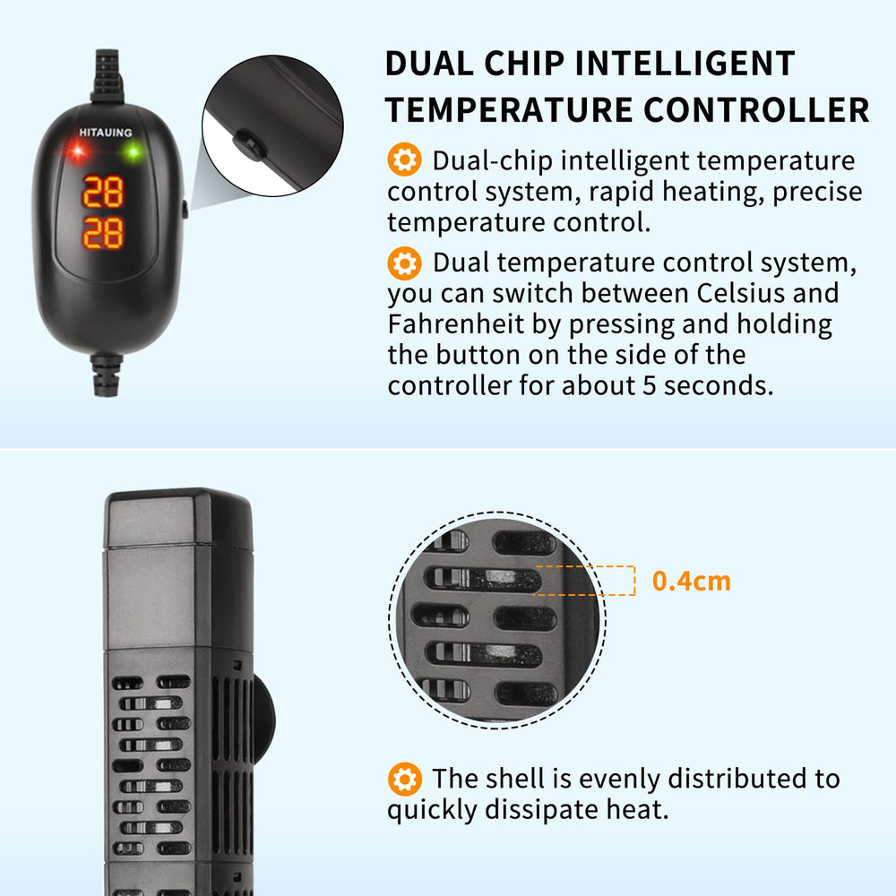 HiTauing aquarium heater intelligent-sensor image emphasizes auto-stop when water level drops
