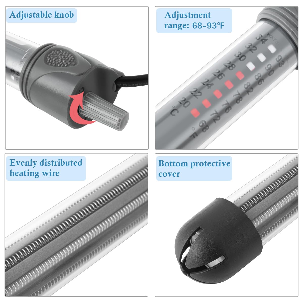 HITOP 100W heater length 8.8 inches fits compact tanks