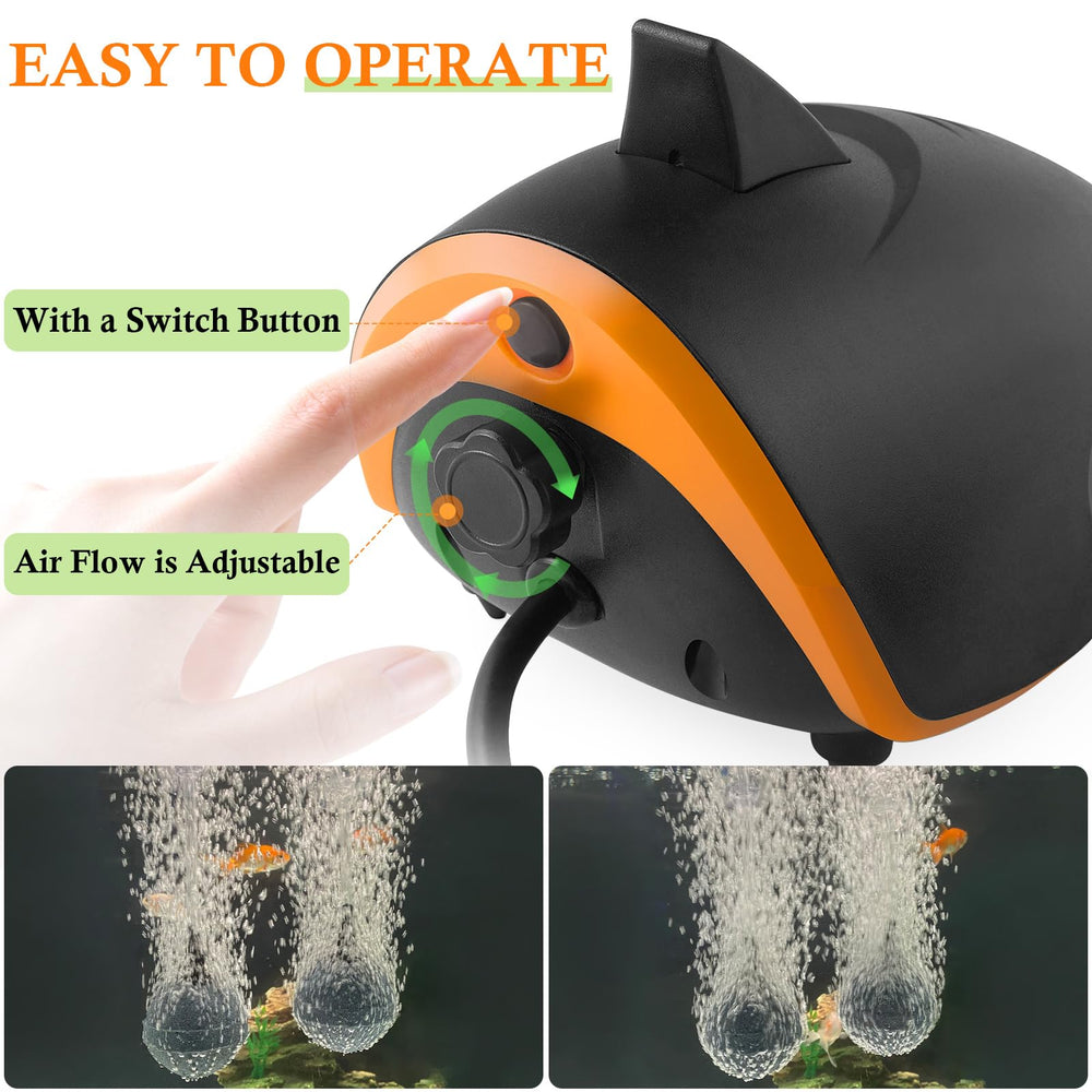 HITOP adjustable-output aquarium air pump offers flexible airflow for different tank sizes.