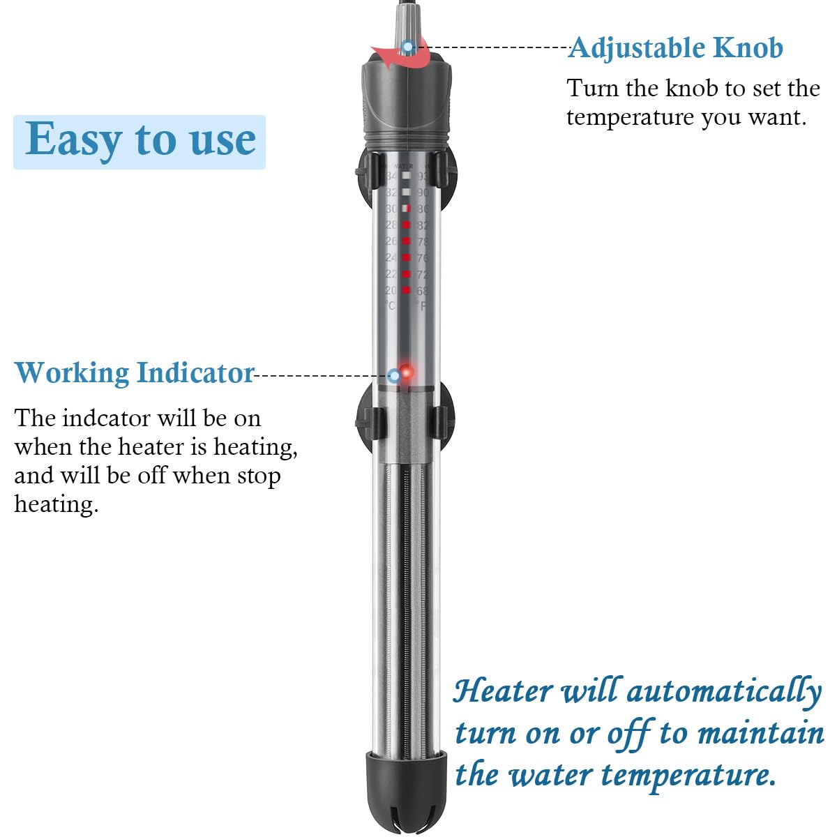 HITOP heater with suction cups provides secure, easy mounting